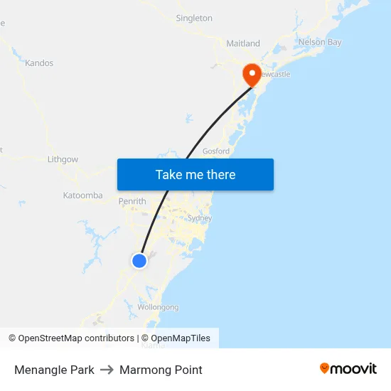 Menangle Park to Marmong Point map
