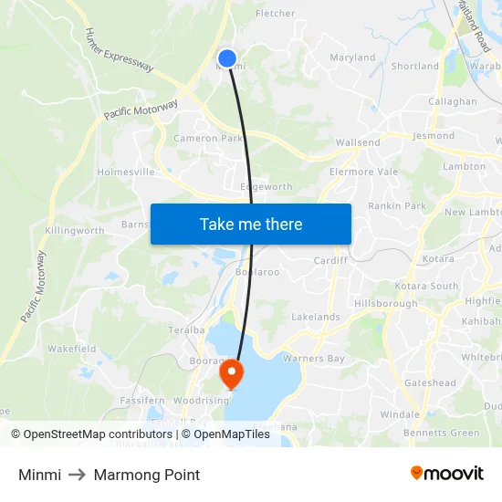 Minmi to Marmong Point map