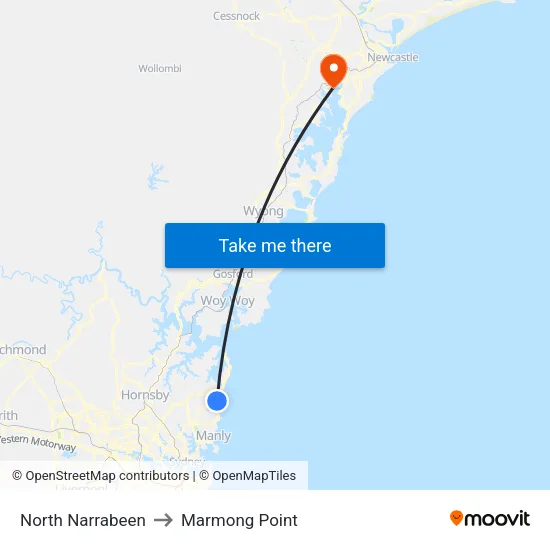 North Narrabeen to Marmong Point map