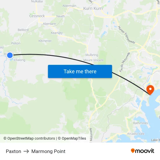 Paxton to Marmong Point map