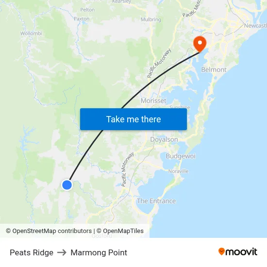Peats Ridge to Marmong Point map