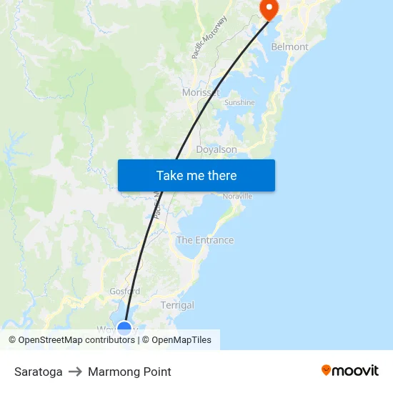 Saratoga to Marmong Point map