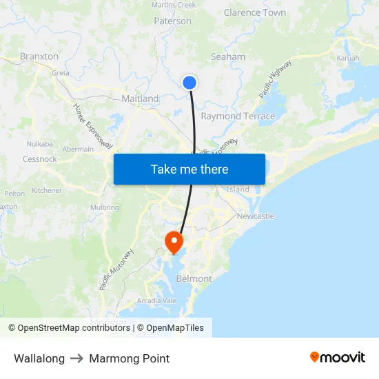 Wallalong to Marmong Point map