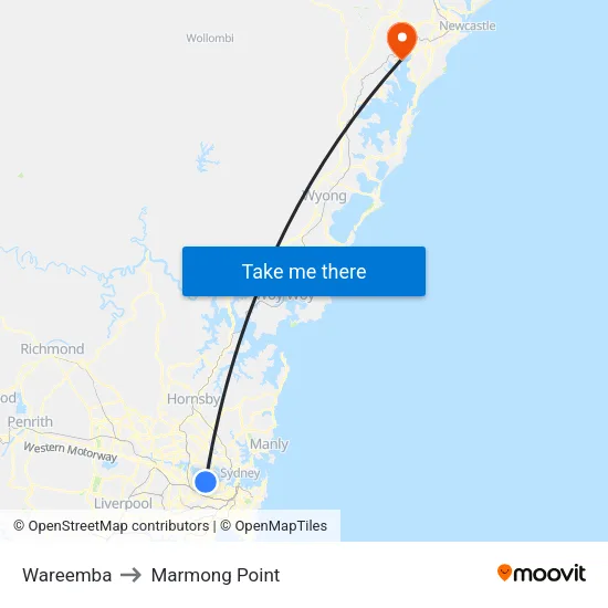 Wareemba to Marmong Point map
