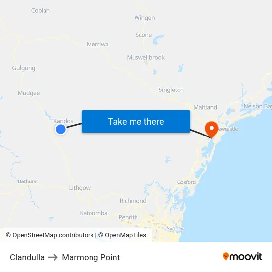 Clandulla to Marmong Point map