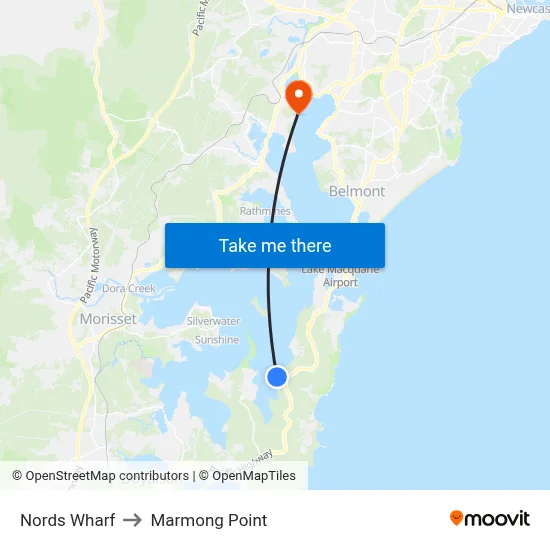 Nords Wharf to Marmong Point map
