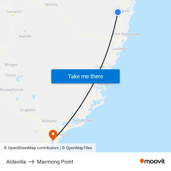 Aldavilla to Marmong Point map