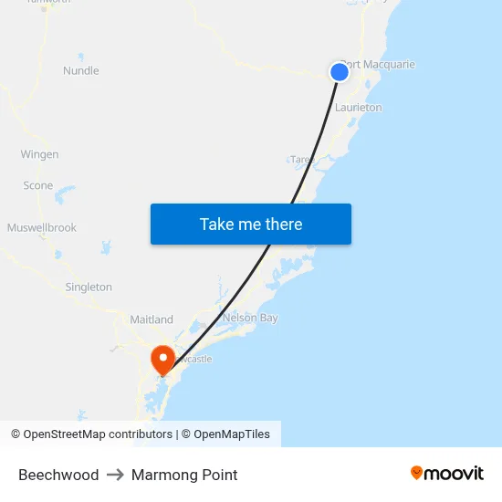 Beechwood to Marmong Point map