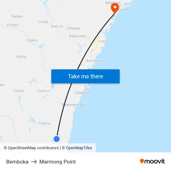 Bemboka to Marmong Point map