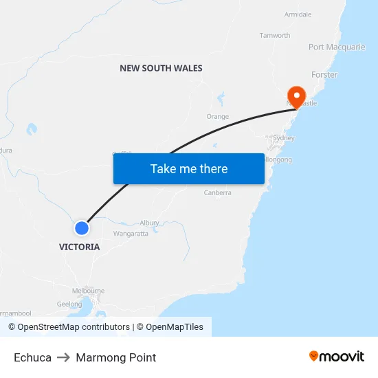 Echuca to Marmong Point map