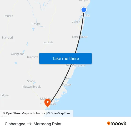 Gibberagee to Marmong Point map