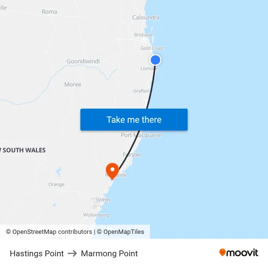 Hastings Point to Marmong Point map