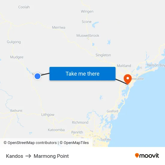 Kandos to Marmong Point map