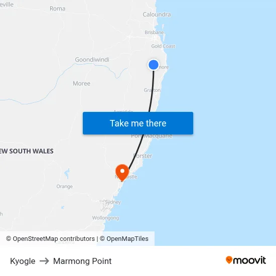 Kyogle to Marmong Point map