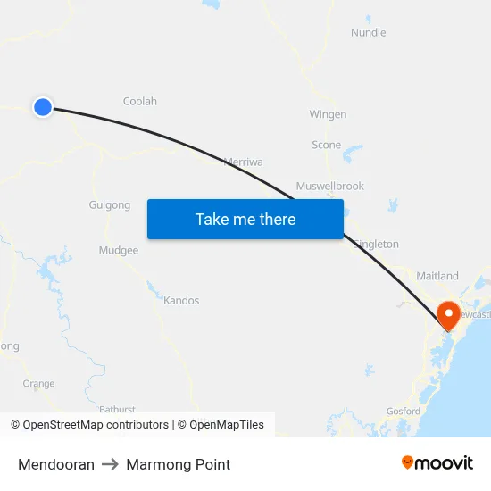 Mendooran to Marmong Point map