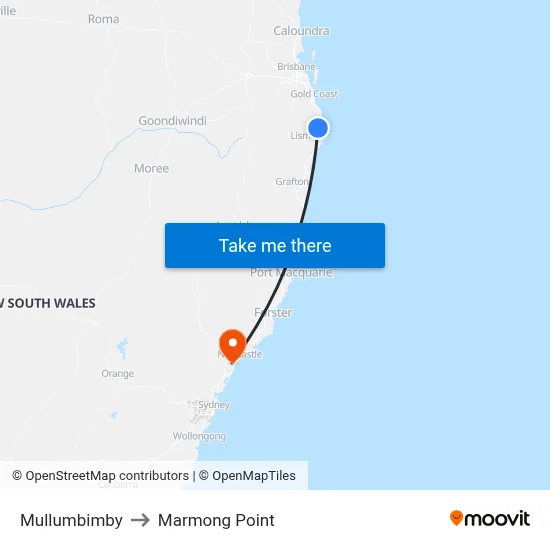 Mullumbimby to Marmong Point map