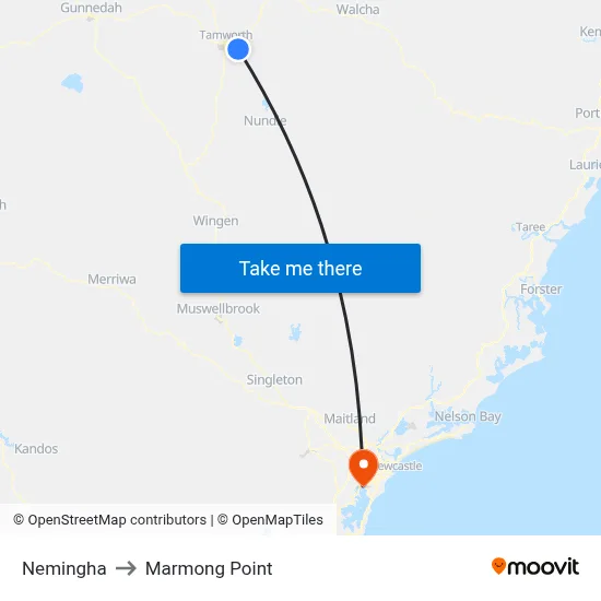 Nemingha to Marmong Point map