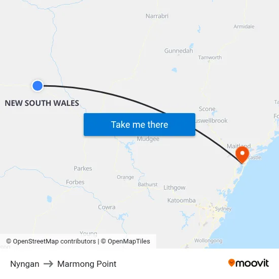 Nyngan to Marmong Point map