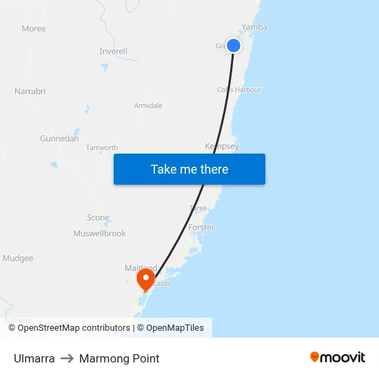 Ulmarra to Marmong Point map