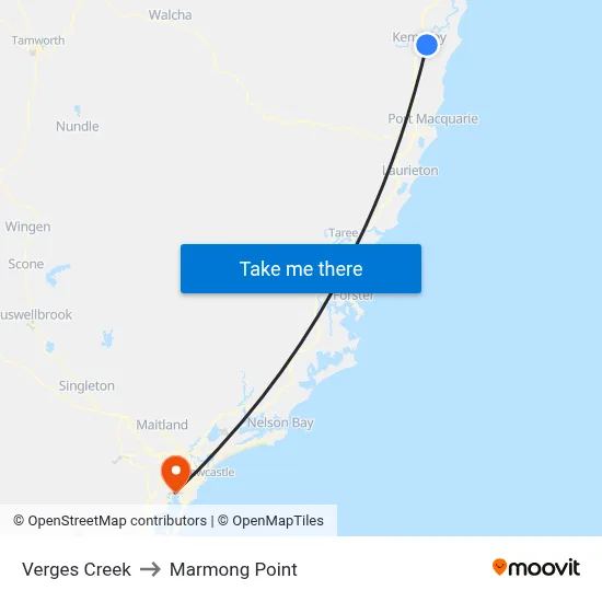 Verges Creek to Marmong Point map