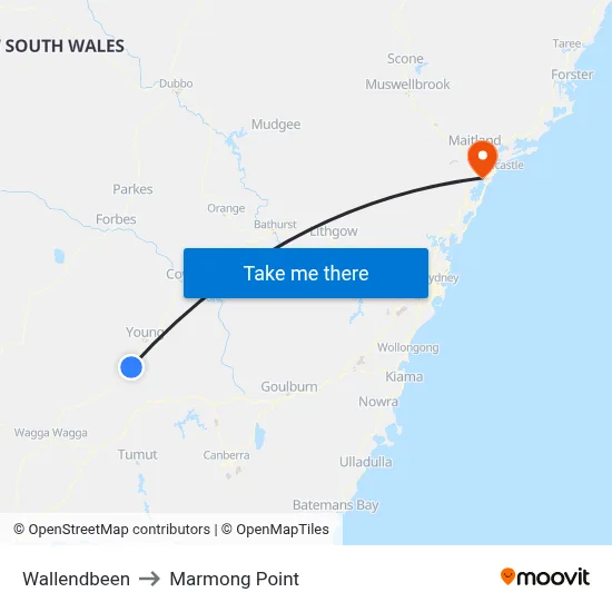 Wallendbeen to Marmong Point map