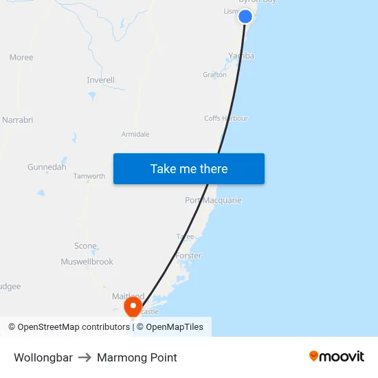Wollongbar to Marmong Point map
