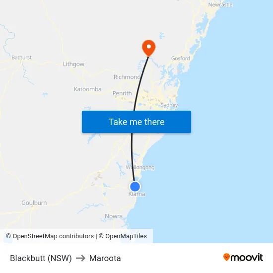 Blackbutt (NSW) to Maroota map