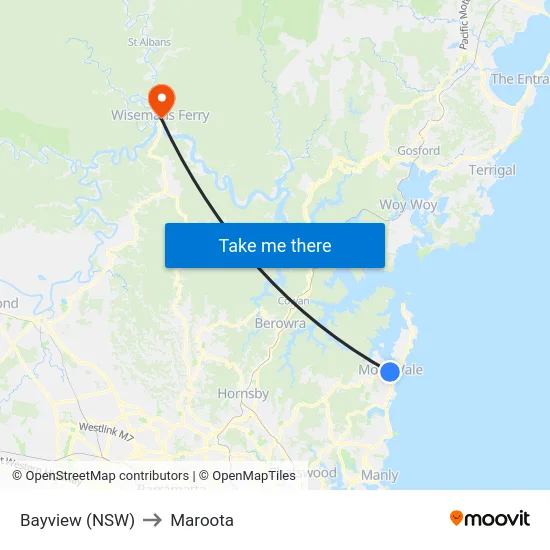 Bayview (NSW) to Maroota map