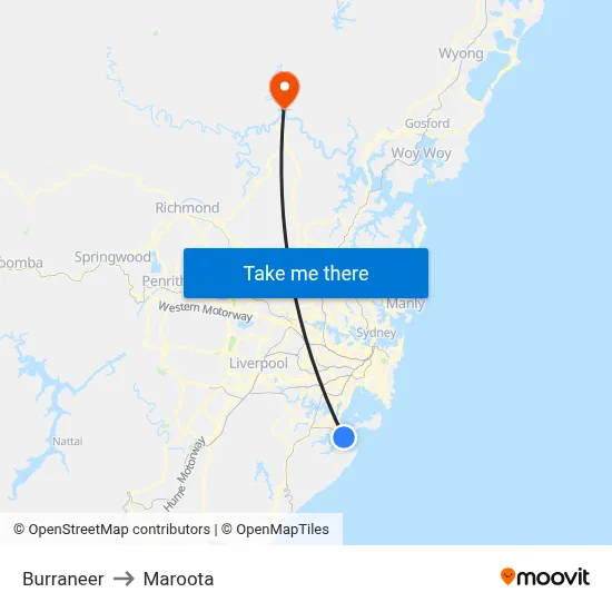Burraneer to Maroota map