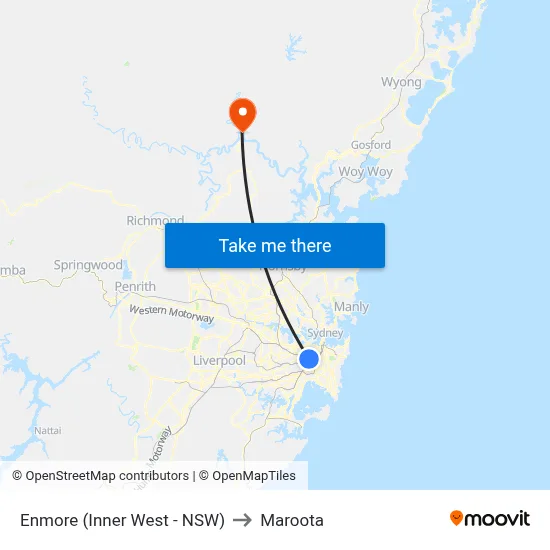 Enmore (Inner West - NSW) to Maroota map