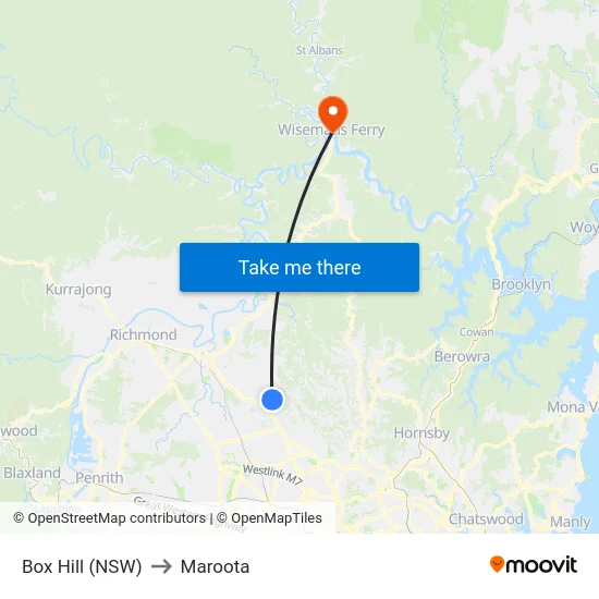 Box Hill (NSW) to Maroota map