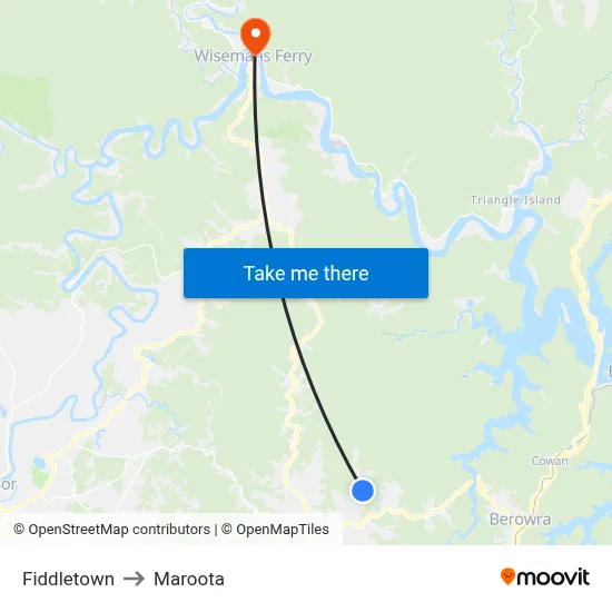 Fiddletown to Maroota map
