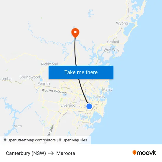 Canterbury (NSW) to Maroota map