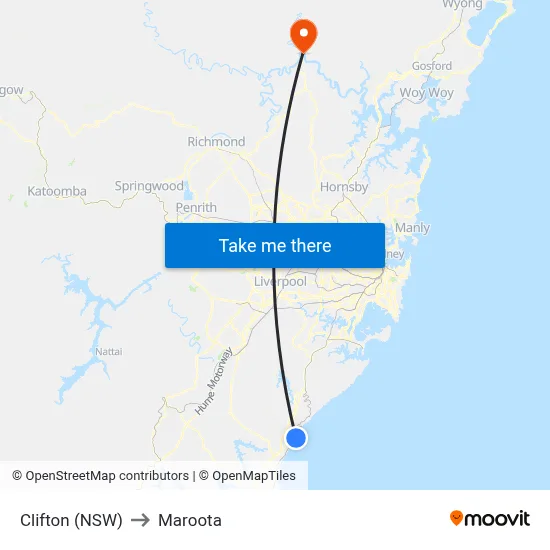 Clifton (NSW) to Maroota map