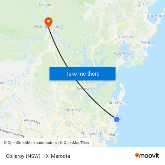 Collaroy (NSW) to Maroota map