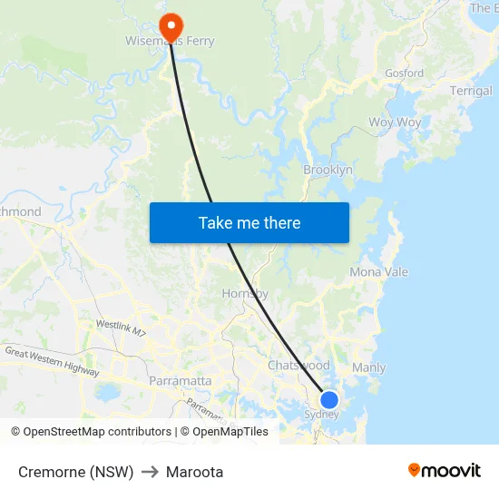 Cremorne (NSW) to Maroota map