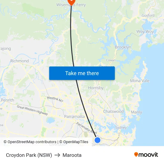 Croydon Park (NSW) to Maroota map