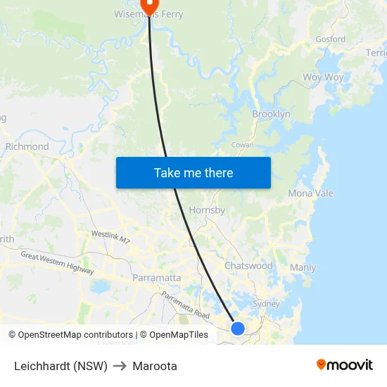Leichhardt (NSW) to Maroota map