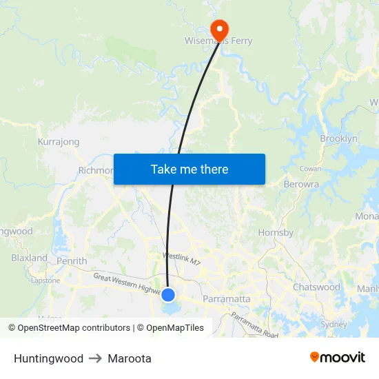 Huntingwood to Maroota map