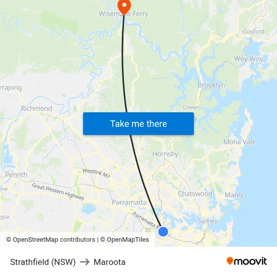 Strathfield (NSW) to Maroota map