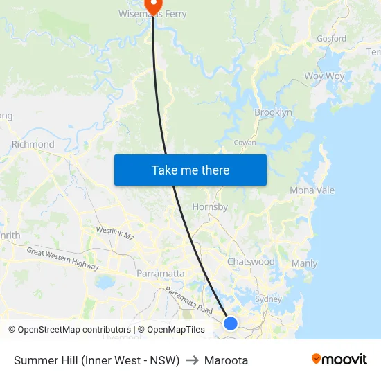 Summer Hill (Inner West - NSW) to Maroota map