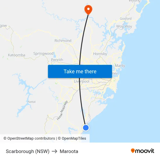 Scarborough (NSW) to Maroota map