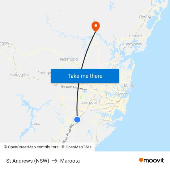 St Andrews (NSW) to Maroota map