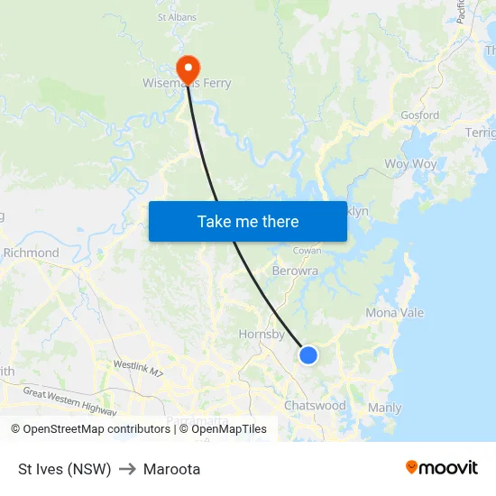 St Ives (NSW) to Maroota map