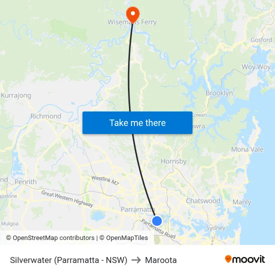 Silverwater (Parramatta - NSW) to Maroota map