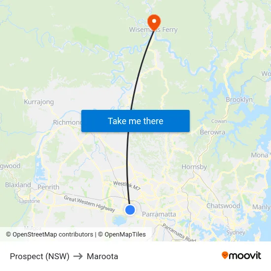 Prospect (NSW) to Maroota map
