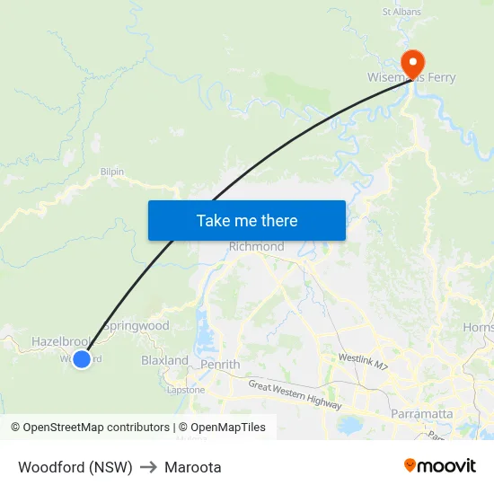 Woodford (NSW) to Maroota map