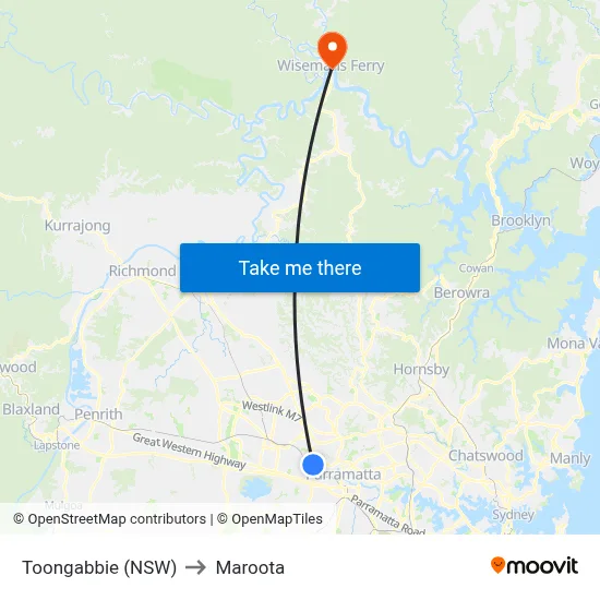 Toongabbie (NSW) to Maroota map