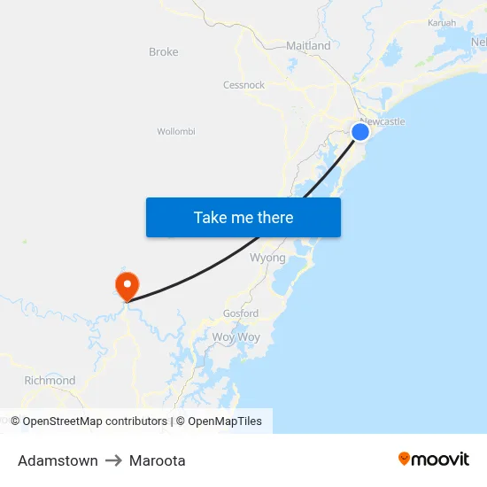 Adamstown to Maroota map