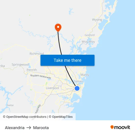 Alexandria to Maroota map